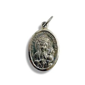 Vintage Our Lady Matka Boska Czestochowska Black Madonna Religious Medal Charm